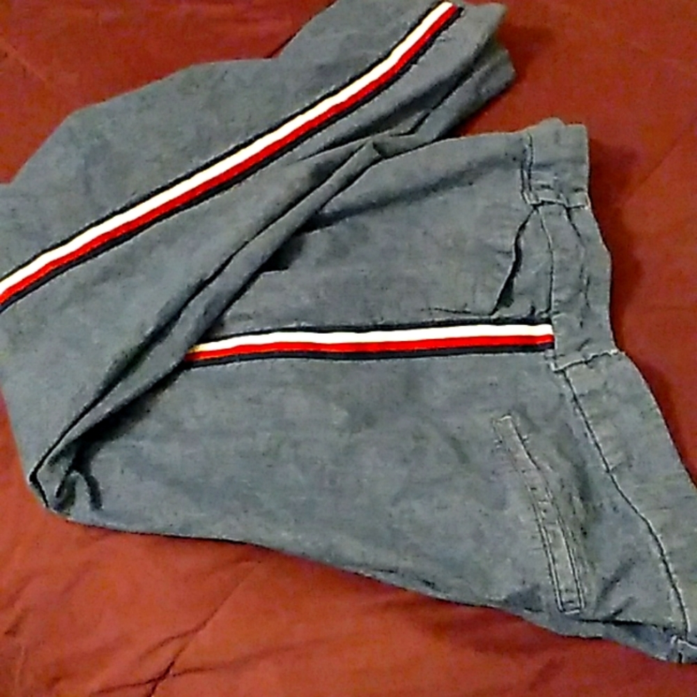 Stylish Gray Women's Pants with Red Stripe